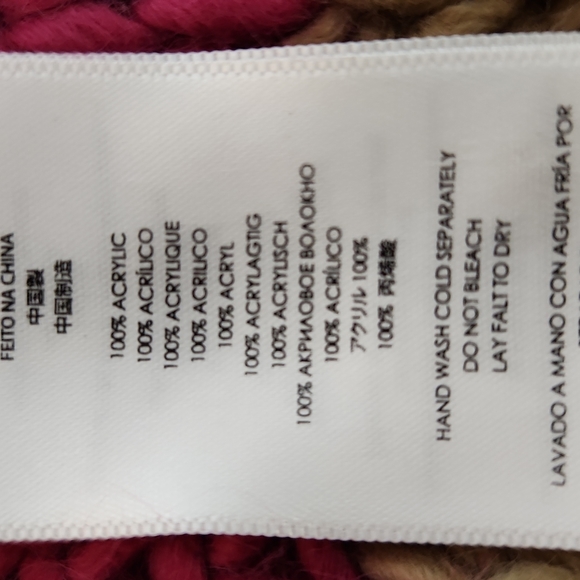 Michael Kors Stripe Fringe Knit Scarf Fushia Pink and Tan - Picture 9 of 12